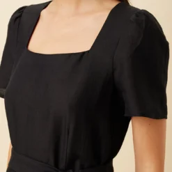 Ria Ramie Viscose Dress - Black -Amour Vert shop 10252 Sleeveless Castile Valencia Dot Black 4