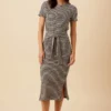 Colombe Scallop Knit Dress - Natural Black -Amour Vert shop 10266 SS Colombe Scallop Natural Black 1