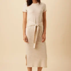 Colombe Scallop Knit Dress - Natural Oatmeal