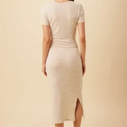 Colombe Scallop Knit Dress - Natural Oatmeal -Amour Vert shop 10266 SS Colombe Scallop Natural Oatmeal 3