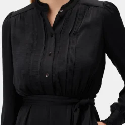 Malta Dress - Black -Amour Vert shop 10269 Malta Pin Tuck Black 4