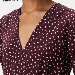 Ivy Long Sleeve Washable Silk Dress - Doucet Dot Vineyard -Amour Vert shop 10289 LS Ivy Doucet Dot Vineyard 4