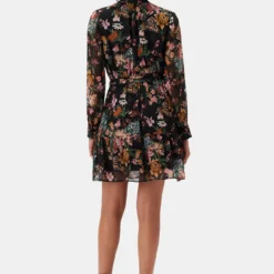 Malta Viscose Chiffon Long Sleeve Dress - Rosalind Floral Black 9 Malta Viscose Chiffon Long Sleeve Dress - Rosalind Floral Black -Amour Vert shop 10294 LS Malta Chiffon Rosalind Black 3