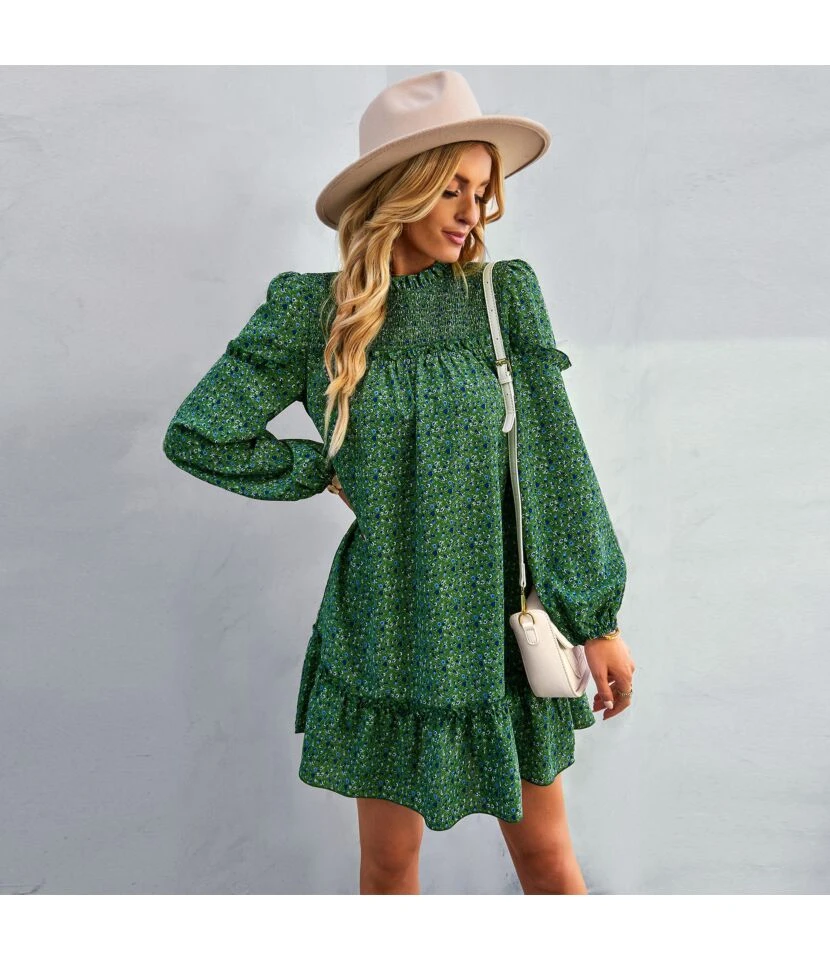 Casual Floral Mini Dress Crew Neck Long Sleeve Vacation Wholesale Dresses SDN561073 11 Casual Floral Mini Dress Crew Neck Long Sleeve Vacation Wholesale Dresses SDN561073 - Image 9