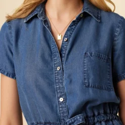 Hillary Eco Chambray Dress - Indigo 9 Hillary Eco Chambray Dress - Indigo -Amour Vert shop 1244 Hillary Indigo 4