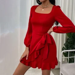 Square Neck Puff Sleeve Long Sleeve Ruffle Slim Dress Wholesale Dresses SDN5389922 -Amour Vert shop 12889ebd 7cfb 4d0a 83b1 28368875ea48 a224f55eca6a2b72d5bbf5d87ca3a3d2