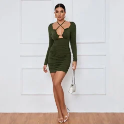 Sexy Halter-Neck Hollow Strap Tight Long Sleeve Bodycon Dress Wholesale Dresses SDN538004 -Amour Vert shop 1350150f 149f 4531 914b e2cc65382a03 95542fa02379d9b76cce2cdd245f20dd