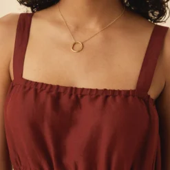 Elio Ramie Viscose Midi Dress - Rust -Amour Vert shop 13 10201 Elio Ramie Rust 4