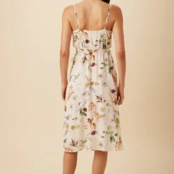 Varden Washable Silk Dress - Botanic Floral Ivory -Amour Vert shop 1593 Varden Botanic Floral Ivory 3