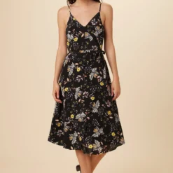 Varden Washable Silk Dress - French Jardin Black