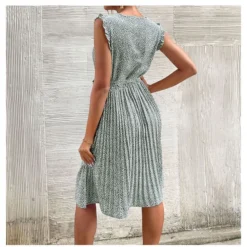 Casual Print Sleeveless Dress Floral Pleated Tie-Up A-Line Wholesale Dresses SDN561296 -Amour Vert shop 15 22 3