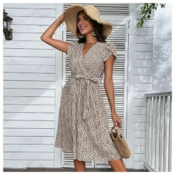 Sexy V Neck Leopard Print Dress Loose Beach Vacation Short Sleeve Lace Up Wholesale Dresses SD580124 -Amour Vert shop 15b0cddd 6990 4b89 bc53 920fba545ada e035a4fc75c329595515dbd08108c565