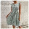 Casual Print Sleeveless Dress Floral Pleated Tie-Up A-Line Wholesale Dresses SDN561296 -Amour Vert shop 16b85b55811c47933f69554251b5877f