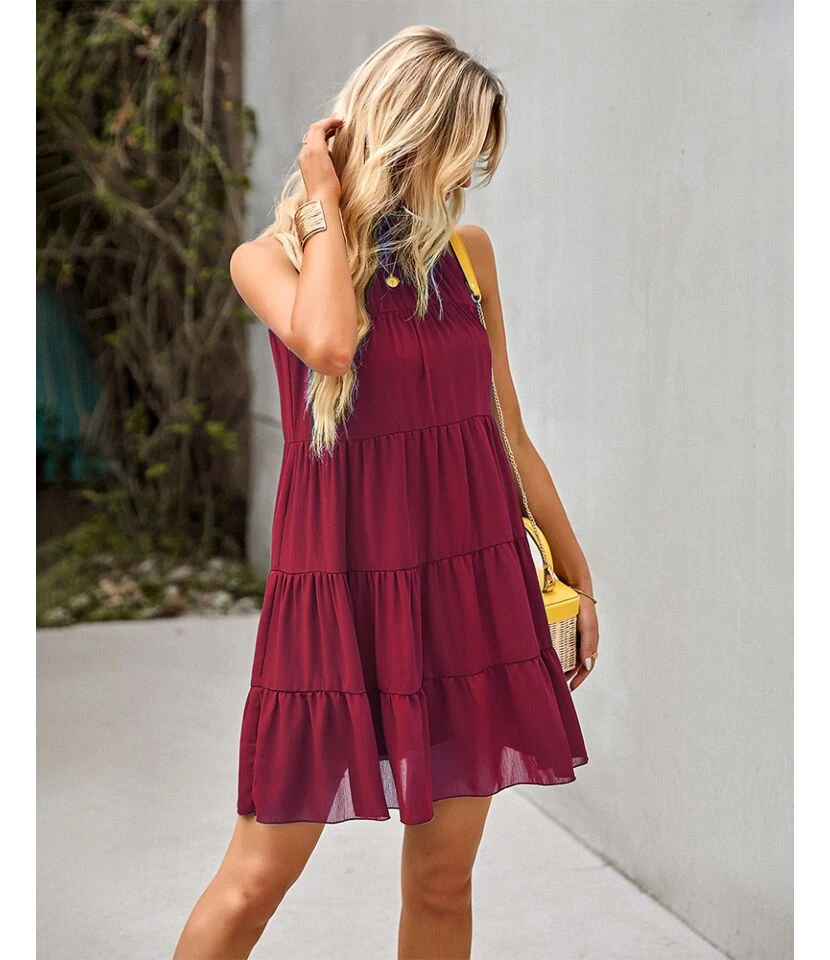 Sexy Lace-Up Tank Top Dress Sleeveless Crew Neck Solid Color Casual A-Line Tiered Wholesale Dresses SDN560684 12 Sexy Lace-Up Tank Top Dress Sleeveless Crew Neck Solid Color Casual A-Line Tiered Wholesale Dresses SDN560684 - Image 10