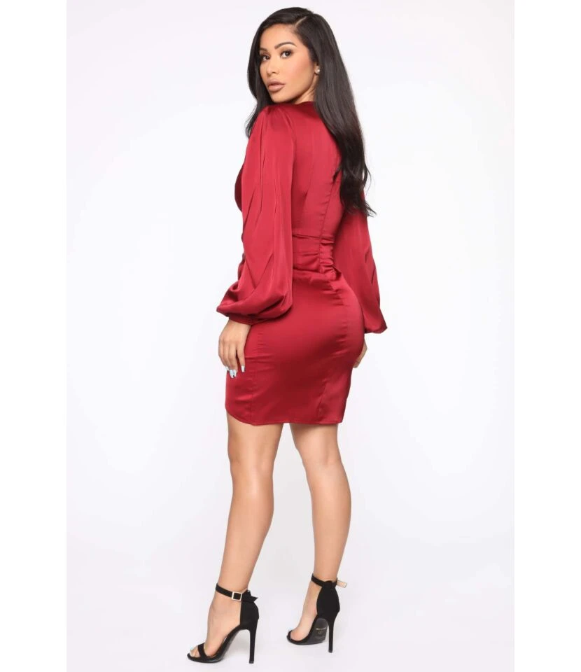Satin Sexy Deep V Asymmetric Mini Dress Long Sleeve Solid Color Bodycon Wholesale Dresses SDN562361 6 Satin Sexy Deep V Asymmetric Mini Dress Long Sleeve Solid Color Bodycon Wholesale Dresses SDN562361 - Image 4