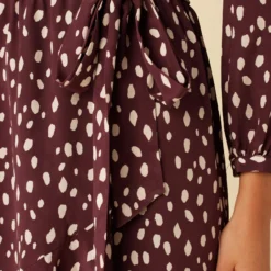 Elma Washable Silk Dress - Pebble Dot Plum -Amour Vert shop 19 9555 Elma Plum Ivory 5 scaled