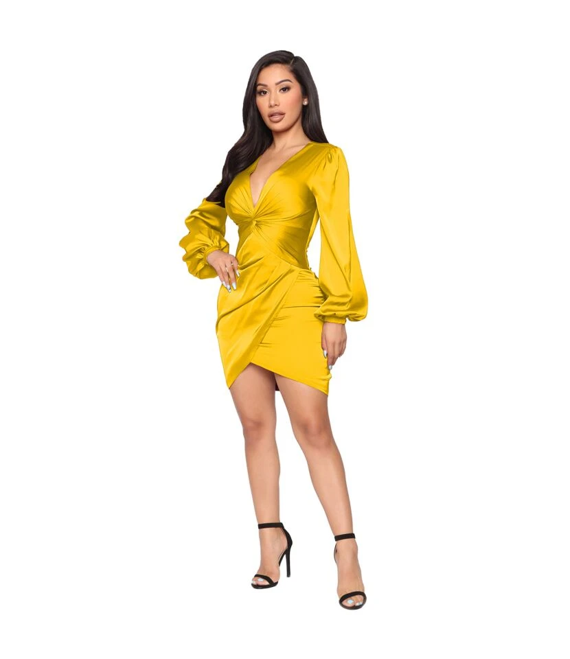 Satin Sexy Deep V Asymmetric Mini Dress Long Sleeve Solid Color Bodycon Wholesale Dresses SDN562361 7 Satin Sexy Deep V Asymmetric Mini Dress Long Sleeve Solid Color Bodycon Wholesale Dresses SDN562361 - Image 5