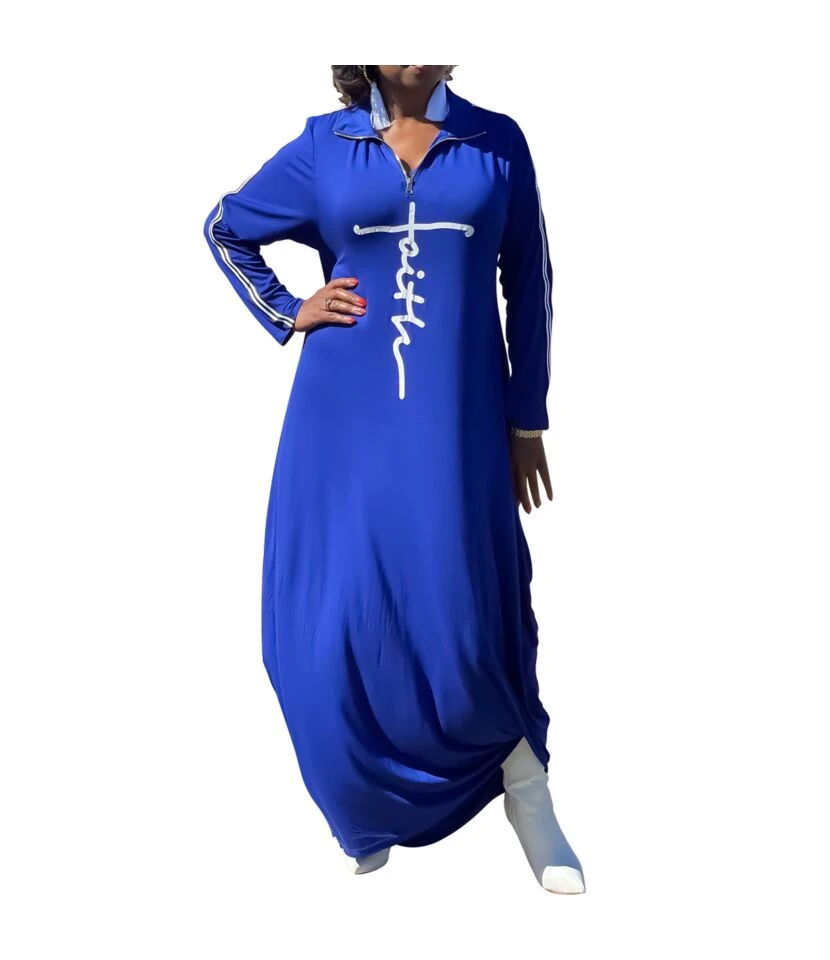 Faith Letter Print Long Skirt V-Neck Loose Casual Dress Wholesale Maxi Dresses In Bulk SD210264 7 Faith Letter Print Long Skirt V-Neck Loose Casual Dress Wholesale Maxi Dresses In Bulk SD210264 - Image 6