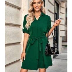 Solid Color Half Sleeve Tie-Up Lapel Casual Dress Wholesale Dresses SDN537944 -Amour Vert shop 1eea2445 29d8 4ff2 bf4f 8dad9d5c6bba 2f4a456a441cebbbe13d42bb858a6792