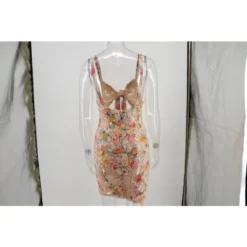 Knot-front Flower Trim Sequins Dress -Amour Vert shop 200522834 3