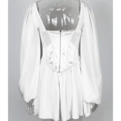 Sheer Lantern Sleeve Sexy White Dress -Amour Vert shop 200701028 2