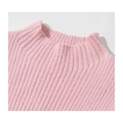 Mock Neck Plain Ribbed Knitting Dress With Sleeves 27 Mock Neck Plain Ribbed Knitting Dress With Sleeves -Amour Vert shop 201124680 3