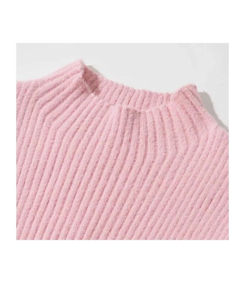 Mock Neck Plain Ribbed Knitting Dress With Sleeves 13 Mock Neck Plain Ribbed Knitting Dress With Sleeves - Image 11