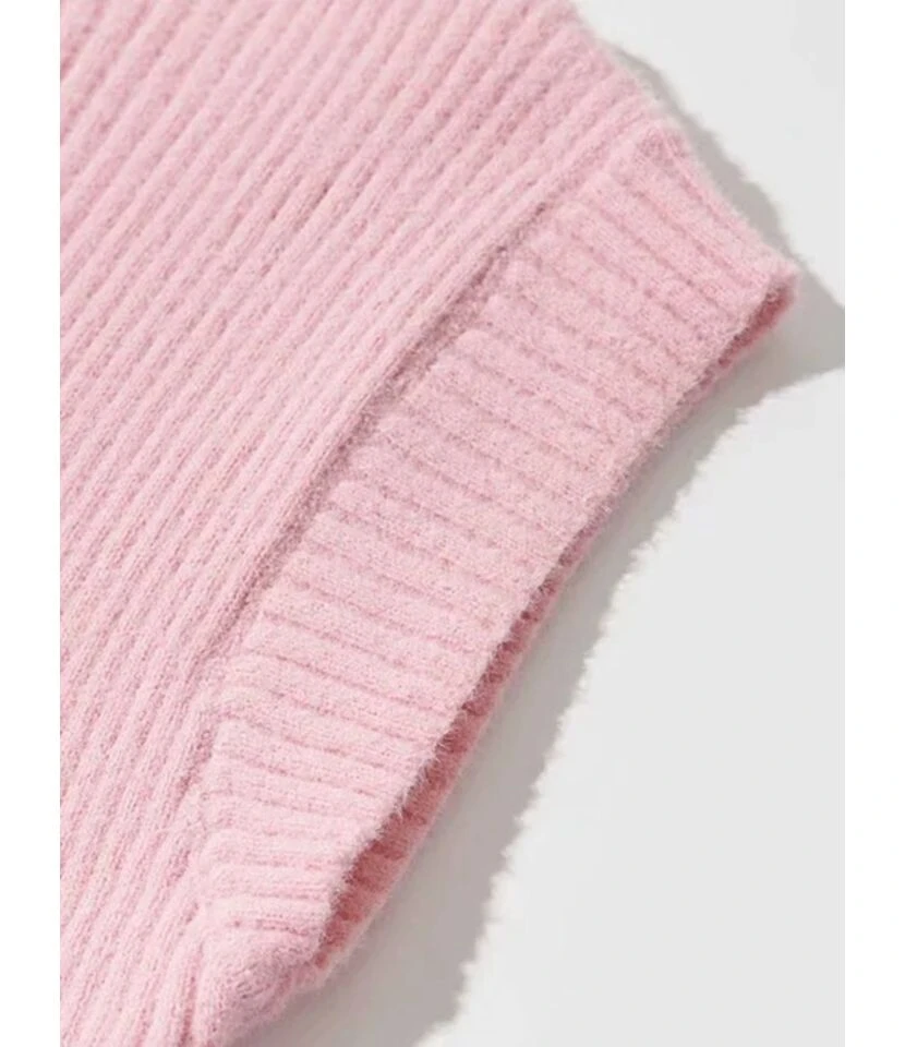 Mock Neck Plain Ribbed Knitting Dress With Sleeves 14 Mock Neck Plain Ribbed Knitting Dress With Sleeves - Image 12