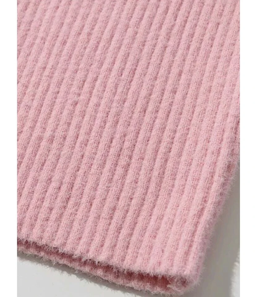 Mock Neck Plain Ribbed Knitting Dress With Sleeves 16 Mock Neck Plain Ribbed Knitting Dress With Sleeves - Image 14