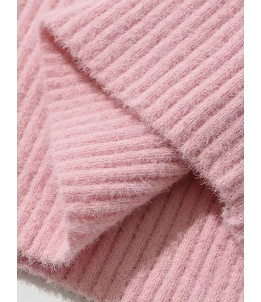 Mock Neck Plain Ribbed Knitting Dress With Sleeves 17 Mock Neck Plain Ribbed Knitting Dress With Sleeves - Image 15