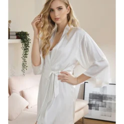 3 PCS Satin Sleepwear Set Kimono Nightgown + Cami Dress + Belt 13 3 PCS Satin Sleepwear Set Kimono Nightgown + Cami Dress + Belt -Amour Vert shop 201127415 6