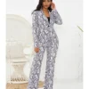 2 Pieces Snakeskin Print Blazer And High Rise Dress Pants Set