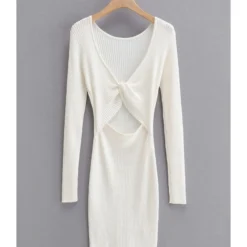 Solid Cutout Knotted Knitting Reversible Dress 14 Solid Cutout Knotted Knitting Reversible Dress -Amour Vert shop 201228221 4