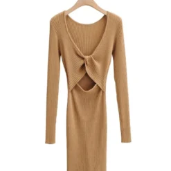 Solid Cutout Knotted Knitting Reversible Dress 13 Solid Cutout Knotted Knitting Reversible Dress -Amour Vert shop 201228221 5