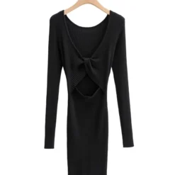 Solid Cutout Knotted Knitting Reversible Dress 16 Solid Cutout Knotted Knitting Reversible Dress -Amour Vert shop 201228221 7