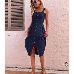 Fashion Sling Irregular Dress Solid Color Slim Wholesale Dresses SDN561349 -Amour Vert shop 20220721115210460