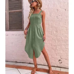Fashion Sling Irregular Dress Solid Color Slim Wholesale Dresses SDN561349 -Amour Vert shop 20220721115210711