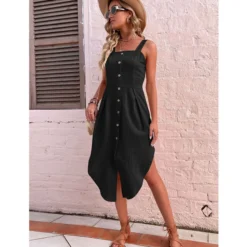 Fashion Sling Irregular Dress Solid Color Slim Wholesale Dresses SDN561349 -Amour Vert shop 20220721115211308