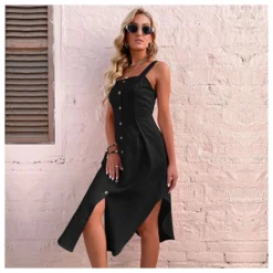 Fashion Sling Irregular Dress Solid Color Slim Wholesale Dresses SDN561349 -Amour Vert shop 20220721115211670