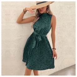 Casual Leopard Tank Dress Lace-Up Sleeveless Ruched Wholesale Dresses SDN561292 -Amour Vert shop 20220722101327101