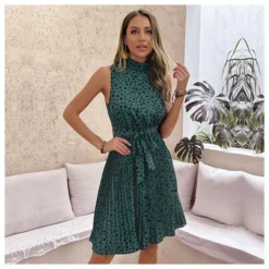 Casual Leopard Tank Dress Lace-Up Sleeveless Ruched Wholesale Dresses SDN561292 -Amour Vert shop 20220722101328218