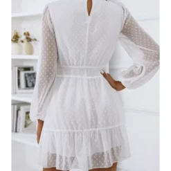 Casual Lace Trim A-Line Dress Puff Sleeves High Waist Wholesale Dresses SDN561461 -Amour Vert shop 20220803041044146