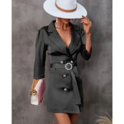 Fashion Solid Color 3/4 Sleeve Slim Blazer Dress Wholesale Dresses SDN536697 -Amour Vert shop 20220902023136559 1