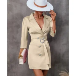 Fashion Solid Color 3/4 Sleeve Slim Blazer Dress Wholesale Dresses SDN536697 -Amour Vert shop 20220902023137328 1