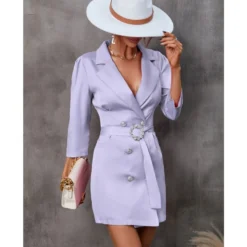 Fashion Solid Color 3/4 Sleeve Slim Blazer Dress Wholesale Dresses SDN536697 -Amour Vert shop 20220902023137816 1