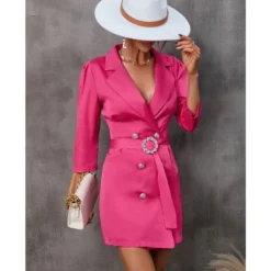 Fashion Solid Color 3/4 Sleeve Slim Blazer Dress Wholesale Dresses SDN536697 -Amour Vert shop 20220902023138539 1