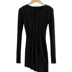 Irregular Seam Pleated Ribbed Dress -Amour Vert shop 210114999 4