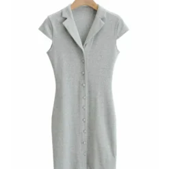 Peak Neck Solid Ribbed Knitting Dress 16 Peak Neck Solid Ribbed Knitting Dress -Amour Vert shop 210118224 7