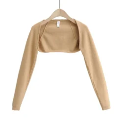 Two Pieces Jersey Set Crop Cardigan With Backless Halter Dress -Amour Vert shop 210118533 6