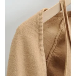 Two Pieces Jersey Set Crop Cardigan With Backless Halter Dress -Amour Vert shop 210118533 8